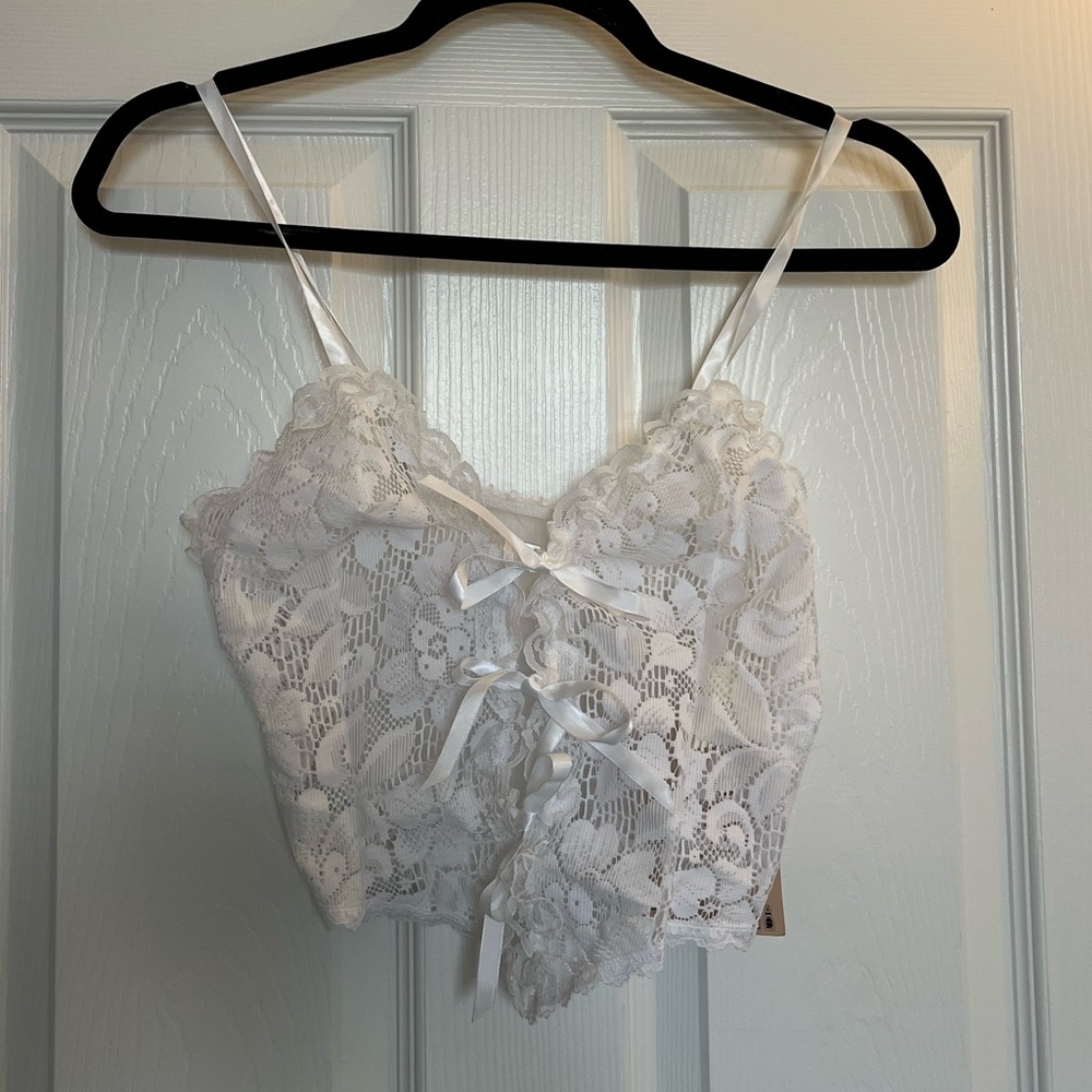 NWT Vintage 90’s White Lace Tie Tank